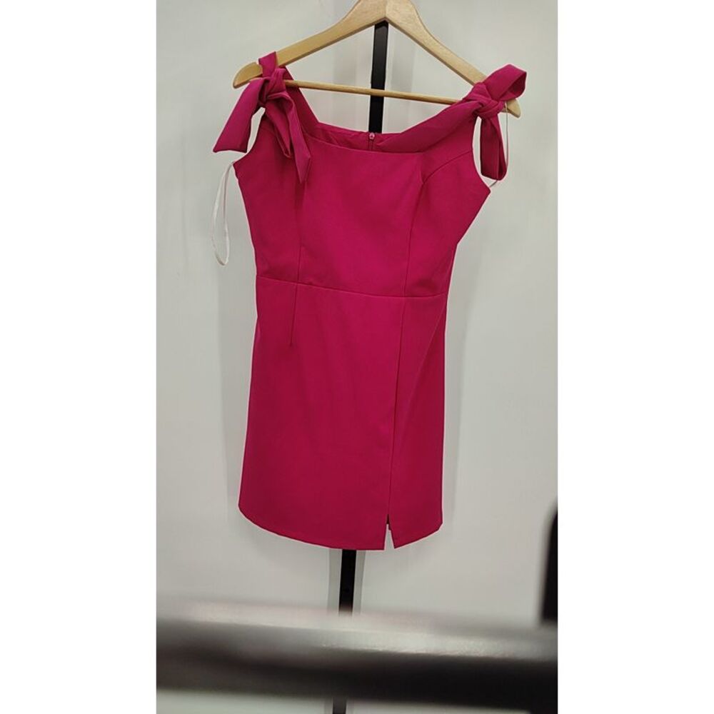 Lulu's Hot Pink Tie-Shoulder Sheath Dress